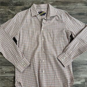 Men's Checkered Button-Down Shirt - Orange and Blue